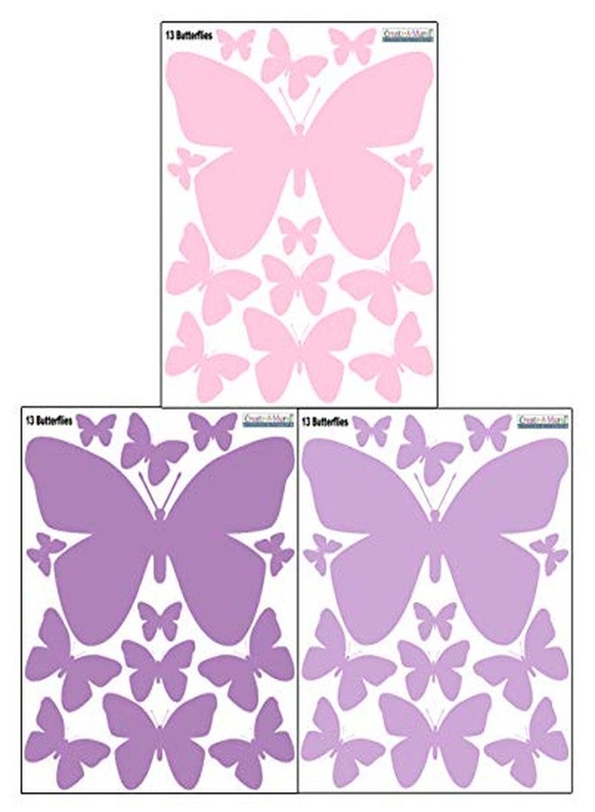Create-A-Mural Butterfly Wall Decals Teen Girls Wall Stickers Art for Bedroom Kids Room Decor Nursery Decorations Toddler Playroom (2 Purple Soft Pink) - Image 4