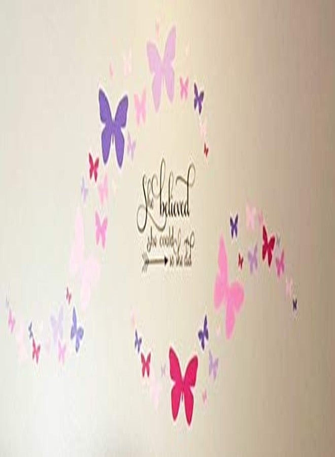 Create-A-Mural Butterfly Wall Decals Teen Girls Wall Stickers Art for Bedroom Kids Room Decor Nursery Decorations Toddler Playroom (2 Purple Soft Pink) - Image 5