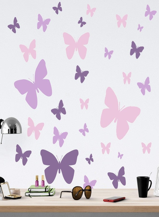 Create-A-Mural Butterfly Wall Decals Teen Girls Wall Stickers Art for Bedroom Kids Room Decor Nursery Decorations Toddler Playroom (2 Purple Soft Pink) - Image 1