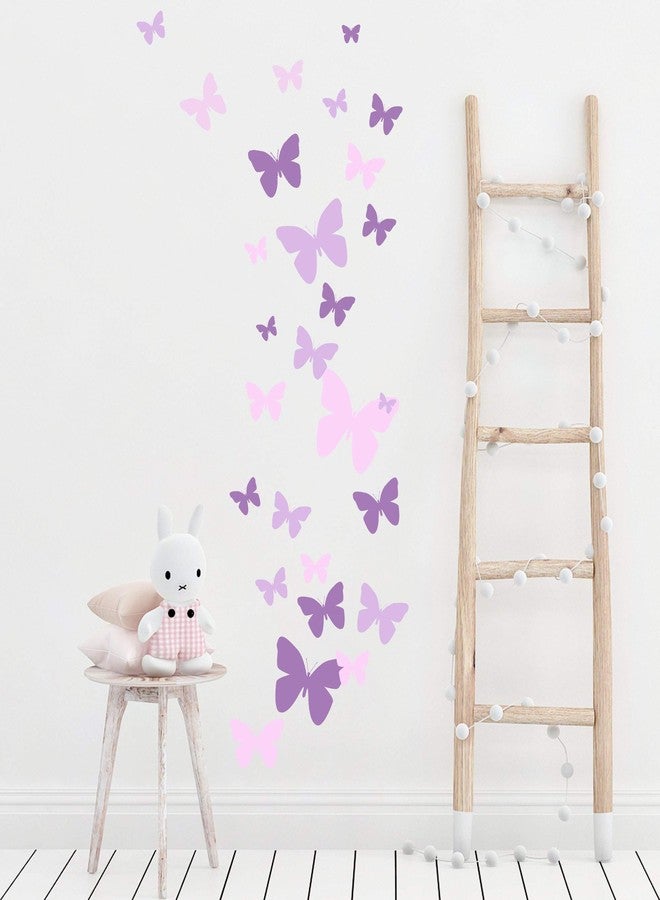 Create-A-Mural Butterfly Wall Decals Teen Girls Wall Stickers Art for Bedroom Kids Room Decor Nursery Decorations Toddler Playroom (2 Purple Soft Pink) - Image 2