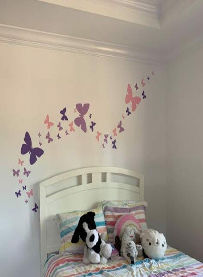 Create-A-Mural Butterfly Wall Decals Teen Girls Wall Stickers Art for Bedroom Kids Room Decor Nursery Decorations Toddler Playroom (2 Purple Soft Pink) - Image 3