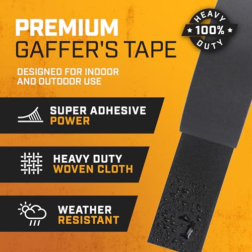 Lockport Black Gaffers Tape 2 inch x 30 Yards - 2 Pack Pro Black Gaff Tape - No Residue, Water Resistant, Non-Reflective, Easy Tear - Multipurpose - Image 2