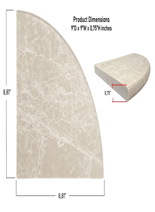 Tenedos Botticino Light Beige Cream Marble Shower Corner Shelf Premium Quality Stone Bathroom Caddy Organizer for Soap Shampoo Storage (1 Piece) - Image 2