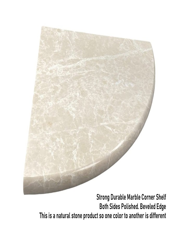 Tenedos Botticino Light Beige Cream Marble Shower Corner Shelf Premium Quality Stone Bathroom Caddy Organizer for Soap Shampoo Storage (1 Piece) - Image 3