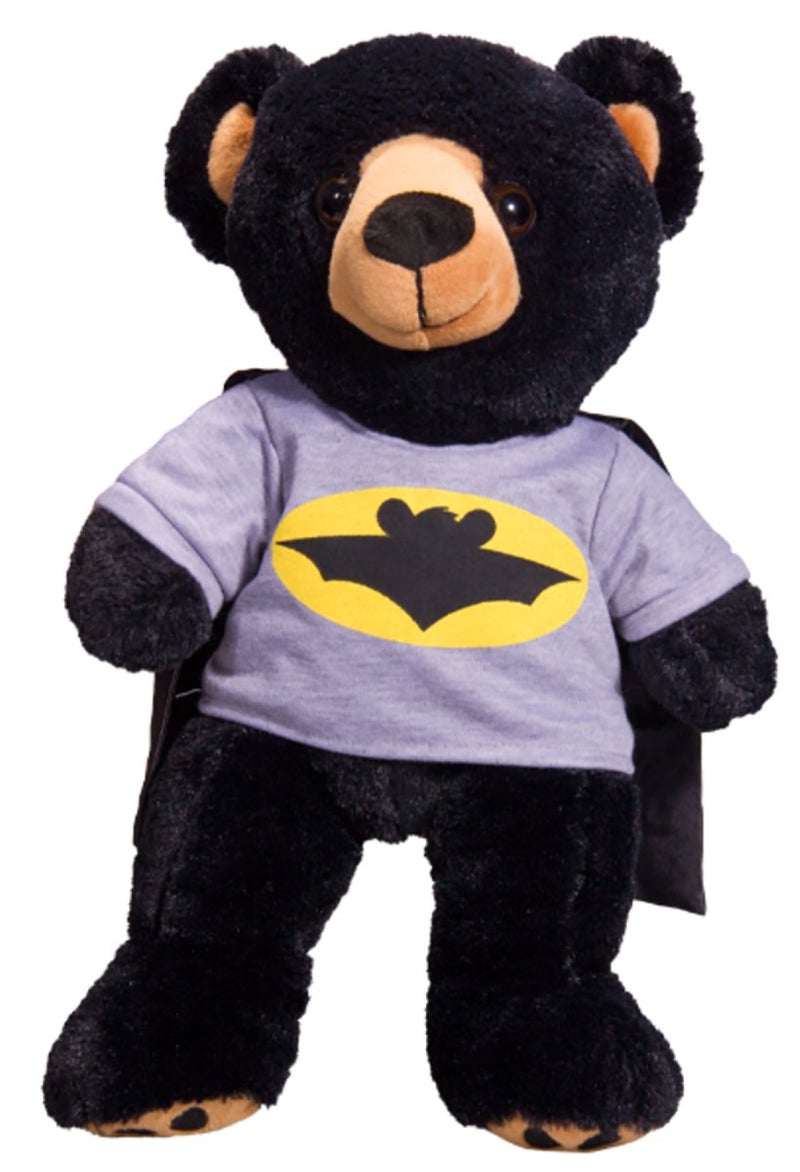 Stuffems Toy Shop Stuffems Toy Shop Bat Bear T-Shirt with Cape - Teddy Bear Clothes - Fits 14" - 18" Stuffed Animals - Superhero Theme - Black Color - Includes T-Shirt & Cape  - Image 2