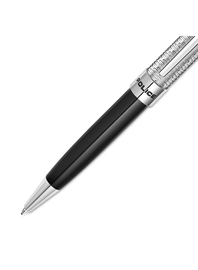 Police Silver/Black Amasis Stainless Steel Trims Twist Ballpoint Pen for Men, Blue Ink for Men | Best Price UAE