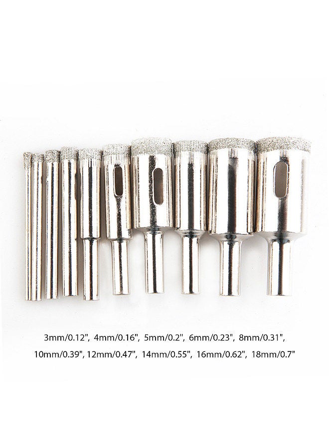 Diamond Drill Bit Set 10Pcs Hole Saw 3-18mm for Diamond Coating Carbon Steel Glass Ceramics Porcelain Tile Brick Marble  - Image 2