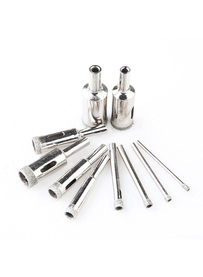 Diamond Drill Bit Set 10Pcs Hole Saw 3-18mm for Diamond Coating Carbon Steel Glass Ceramics Porcelain Tile Brick Marble  - Image 4