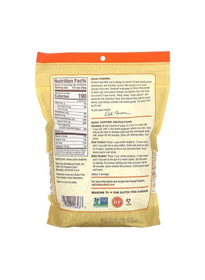 Bob's Red Mill Whole Grain Sorghum Gluten Free 1 lb 8 oz 680 g - Image 2