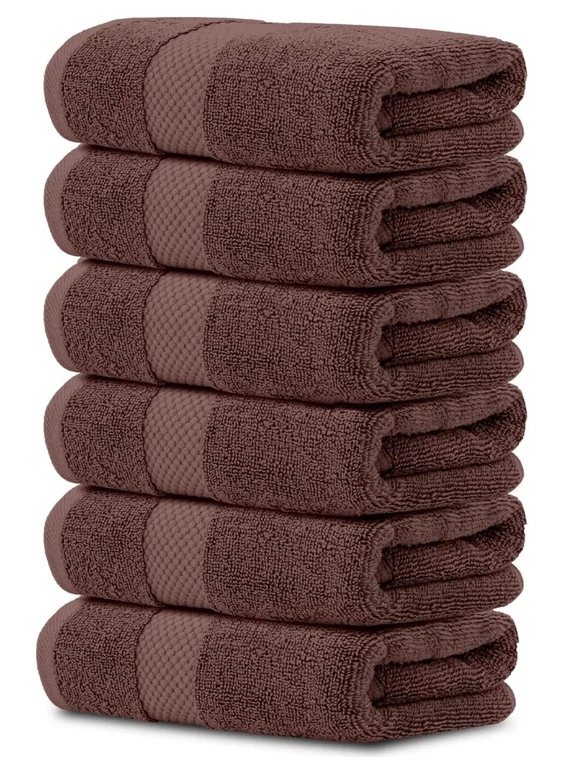 1 تشيس Luxury Hand Towels Cotton Hotel spa Bathroom Towel 16x30  Set Of 6  Brown