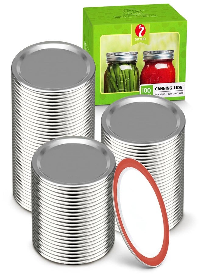 SKYBD 100-Count, WIDE Mouth Canning Lids for Ball, Kerr Jars - Split-Type Metal Mason Jar Lids for Canning - Food Grade Material, 100% Fit & Airtight for Wide Mouth Jars (86mm) - Image 1