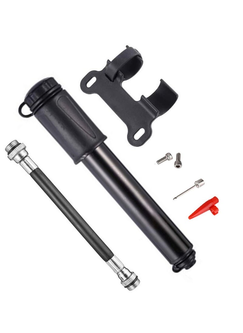KASTWAVE Mini Bicycle Pump, Portable Tire Valve Pump High Pressure Small Waterproof Air Hose Aluminum Alloy Inflator with Hose for Inflatable Balls Toys Mountain Bike Inflatable (black)  - Image 1