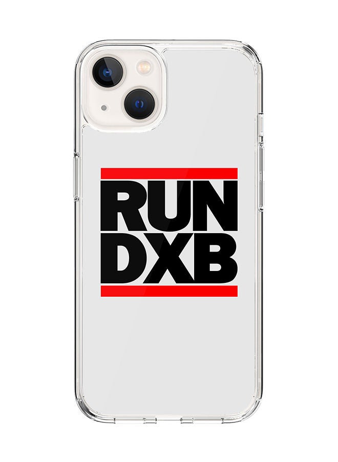 Stylizedd Classic Clear Case for Apple iPhone 14 Hybrid Soft Case Flexible Edges Anti Drop TPU PC Gel Thin Transparent Cover [ Designed for Apple iPhone 14 ] - RUN DXB Full Print - Image 1