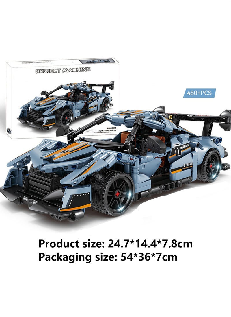 Children's Educational Toy Small Particles Compatible Building Blocks Racing Car Mechanical Engineer Self-assembly Building Blocks(Blue Sun Sports Car 480+Pcs)  - Image 2