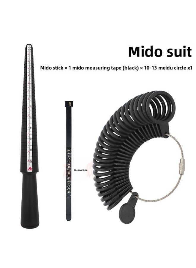 Plastic Ring Measuring Set USUK Rod Ring Ring Finger Circumference Measuring Belt Gauge Standard Three-piece Tool 