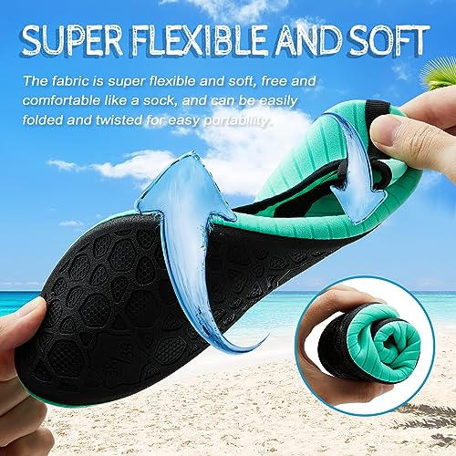 ANLUKE Water Shoes Barefoot Aqua Yoga Socks Quick-Dry Beach Swim Surf Shoes for Women Men Green 40/41 - Image 4