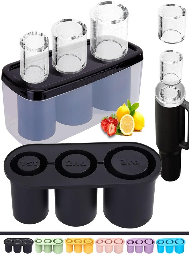 Rhewatin 1pc Tumbler Ice Tray for Stanley/Yeti/Simple Modern etc. 30-40oz Tumblers, Silicone Ice Cube Tray for Tumblers with Bin and Lid, Black - Image 1