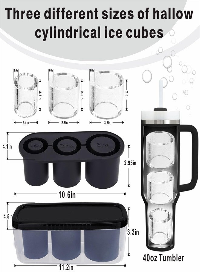 Rhewatin 1pc Tumbler Ice Tray for Stanley/Yeti/Simple Modern etc. 30-40oz Tumblers, Silicone Ice Cube Tray for Tumblers with Bin and Lid, Black - Image 2