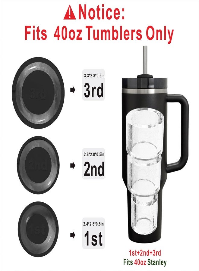 Rhewatin 1pc Tumbler Ice Tray for Stanley/Yeti/Simple Modern etc. 30-40oz Tumblers, Silicone Ice Cube Tray for Tumblers with Bin and Lid, Black - Image 5