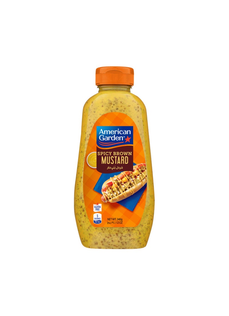 American Garden Spicy Brown Mustard Gluten Free Vegan 340g - Image 1