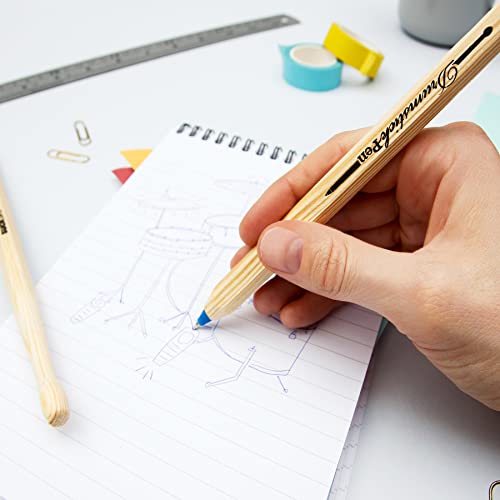 Suck UK Drumsticks Ballpoint Pens - Novelty Drummer Gifts for Men & Music Lovers - Wooden Drumstick Shaped Pen - Unique Office & School Stationery Supplies - Cool Drum Kit - Set of 2 Blue Pens - Image 4
