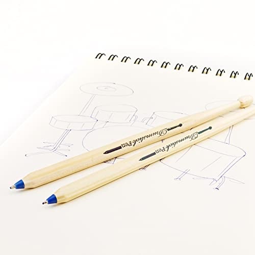 Suck UK Drumsticks Ballpoint Pens - Novelty Drummer Gifts for Men & Music Lovers - Wooden Drumstick Shaped Pen - Unique Office & School Stationery Supplies - Cool Drum Kit - Set of 2 Blue Pens - Image 2