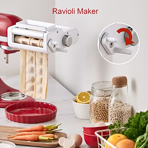 ANTREE 3-IN-1 Pasta Attachment & Ravioli Attachment for KitchenAid Stand Mixers, Pasta Maker Assecories included Pasta Sheet Roller, Spaghetti Cutter and Ravioli Maker Attachment - Image 2