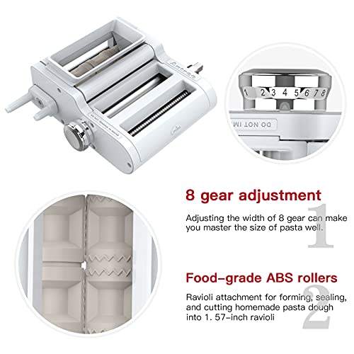 ANTREE 3-IN-1 Pasta Attachment & Ravioli Attachment for KitchenAid Stand Mixers, Pasta Maker Assecories included Pasta Sheet Roller, Spaghetti Cutter and Ravioli Maker Attachment - Image 4