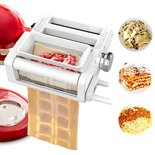 ANTREE 3-IN-1 Pasta Attachment & Ravioli Attachment for KitchenAid Stand Mixers, Pasta Maker Assecories included Pasta Sheet Roller, Spaghetti Cutter and Ravioli Maker Attachment - Image 1