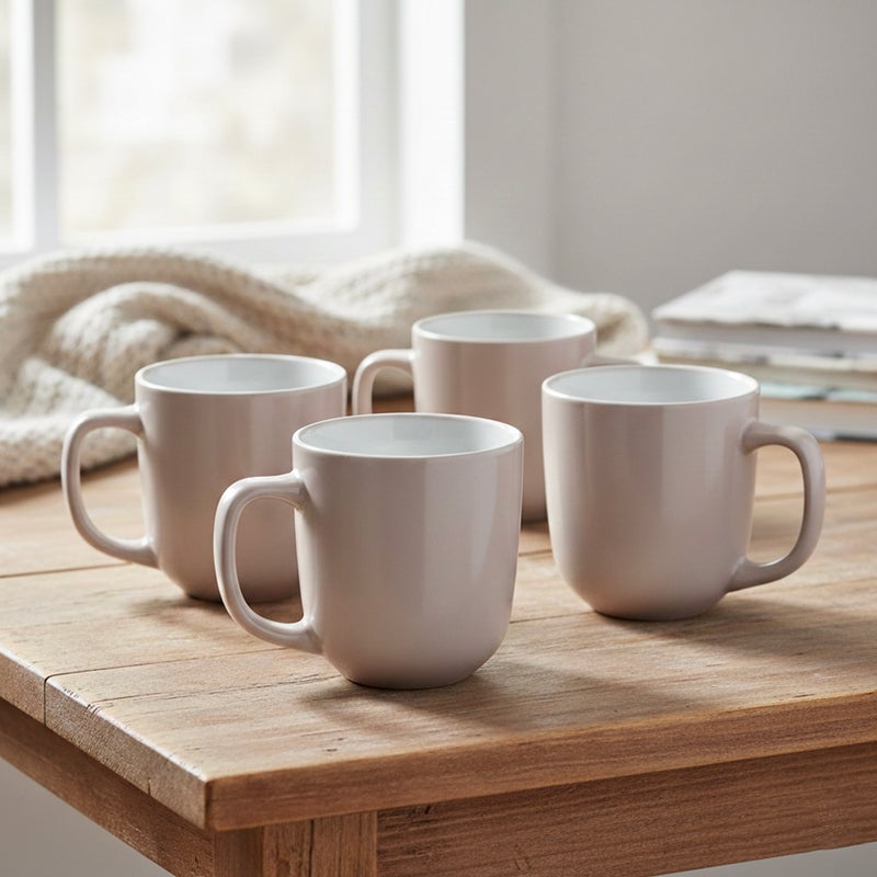 Cuisine Art Stoneware IVY 4PCS Mug Set | 420 ML Pink Coffee Mug Set | Durable Coffee Cup Set for Home & Office | Cups for Cappuccino, Latte, Tea & Cocoa Restaurant Coffee Mugs - Image 2