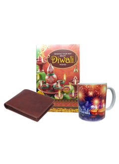 Saugat Traders Saugat Traders Diwali Gift for Men and Boys - Deepawali Greeting Card, Coffee Mug & Mens Wallet - Diwali Gift for Father, Husband, Brother, Boss, Male Friends  - Image 1