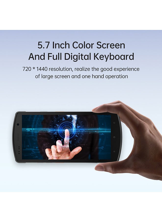 Android 12.0 Barcode Scanner Handheld PDA Terminal Support 1D/2D/QR Code 2/3/4G/ WiFi /BT/2.4G 5Ghz Dual Band Communication NFC and Fingerprint Function with 5.7 Inch Touchscreen