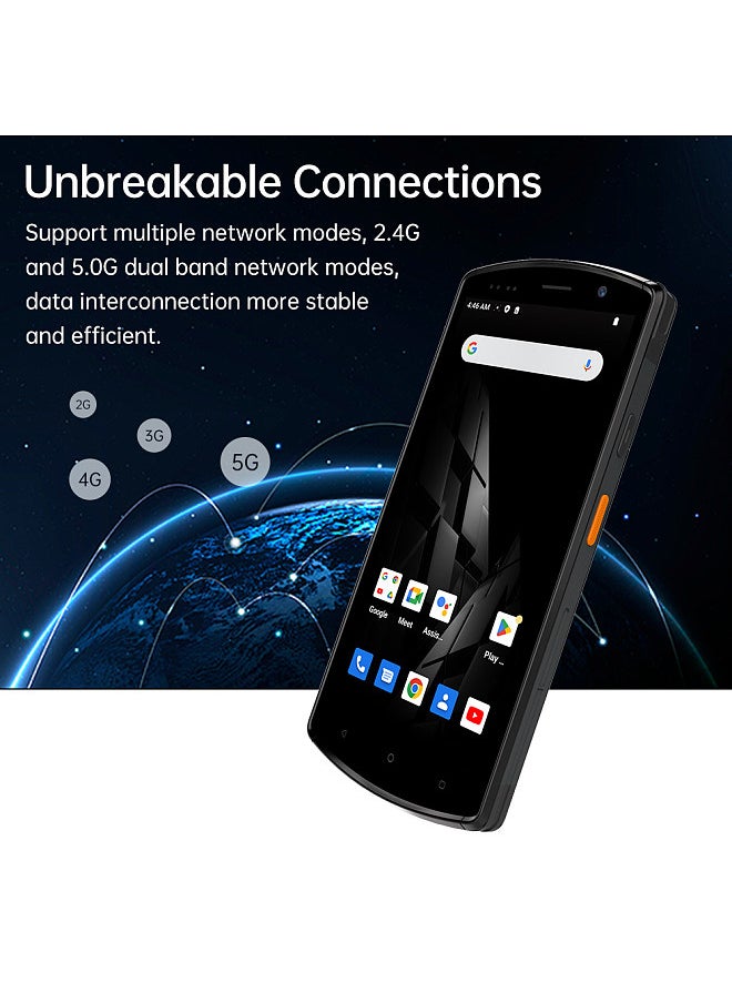 Android 12.0 Barcode Scanner Handheld PDA Terminal Support 1D/2D/QR Code 2/3/4G/ WiFi /BT/2.4G 5Ghz Dual Band Communication NFC and Fingerprint Function with 5.7 Inch Touchscreen