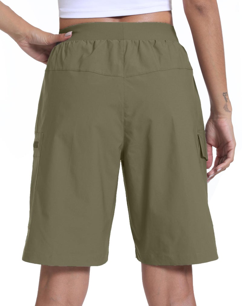 zsenoxaxi Women's Hiking Cargo Shorts Quick Dry Lightweight Shorts for Travel Athletic Golf Casual(Khaki,XL) - Image 4