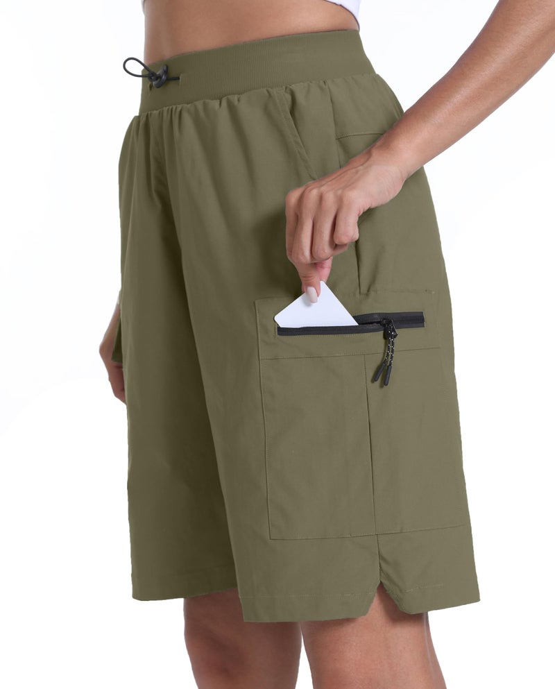 zsenoxaxi Women's Hiking Cargo Shorts Quick Dry Lightweight Shorts for Travel Athletic Golf Casual(Khaki,XL) - Image 2