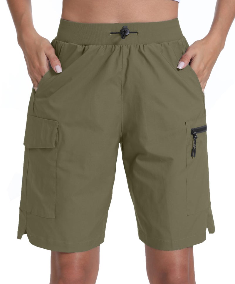 zsenoxaxi Women's Hiking Cargo Shorts Quick Dry Lightweight Shorts for Travel Athletic Golf Casual(Khaki,XL) - Image 1