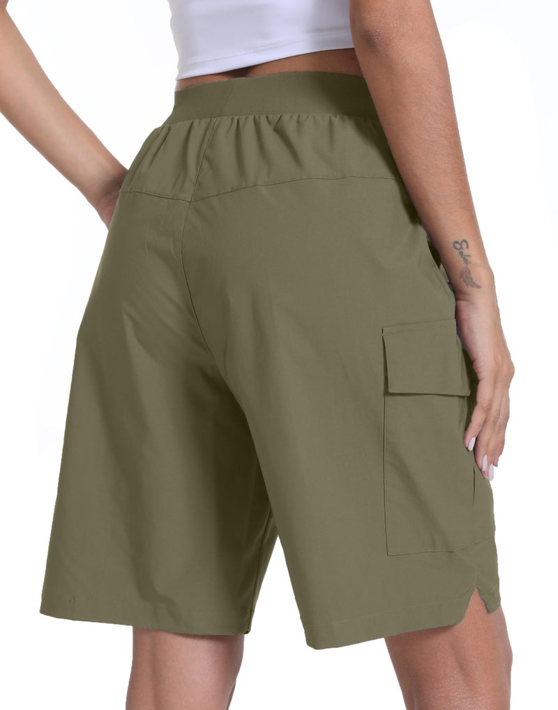 zsenoxaxi Women's Hiking Cargo Shorts Quick Dry Lightweight Shorts for Travel Athletic Golf Casual(Khaki,XL) - Image 3