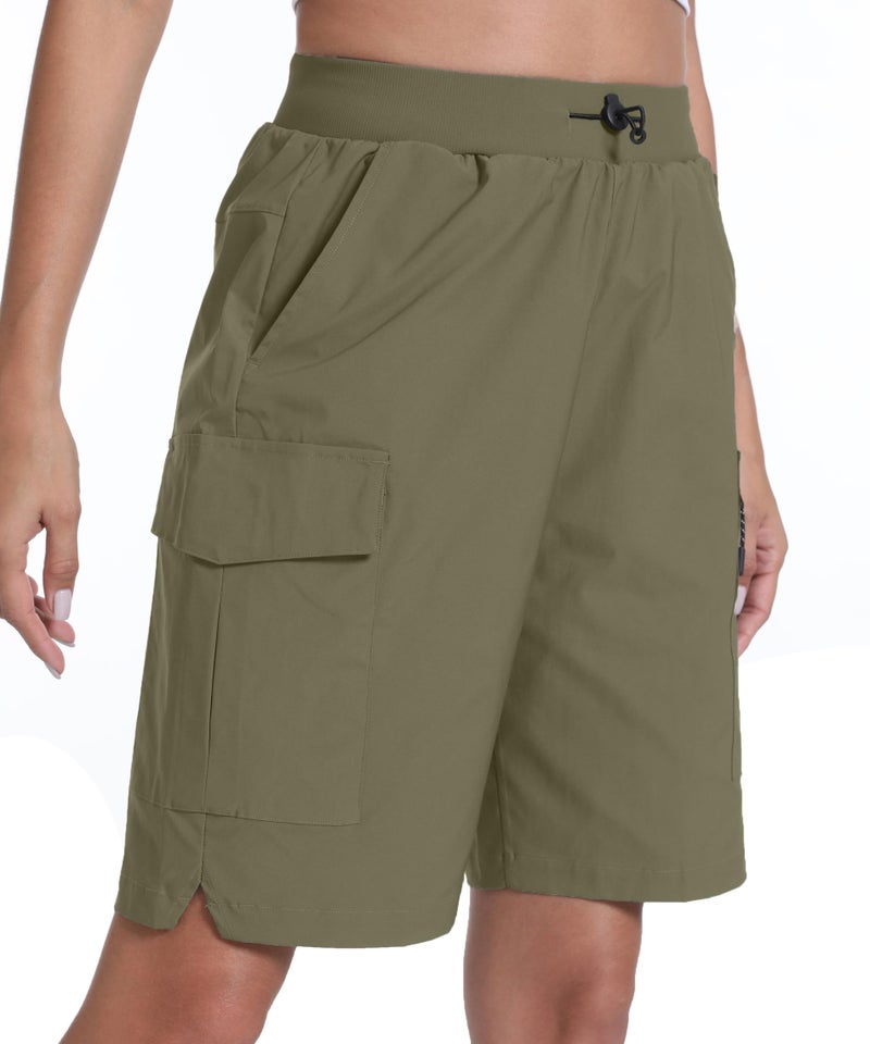 zsenoxaxi Women's Hiking Cargo Shorts Quick Dry Lightweight Shorts for Travel Athletic Golf Casual(Khaki,XL) - Image 5