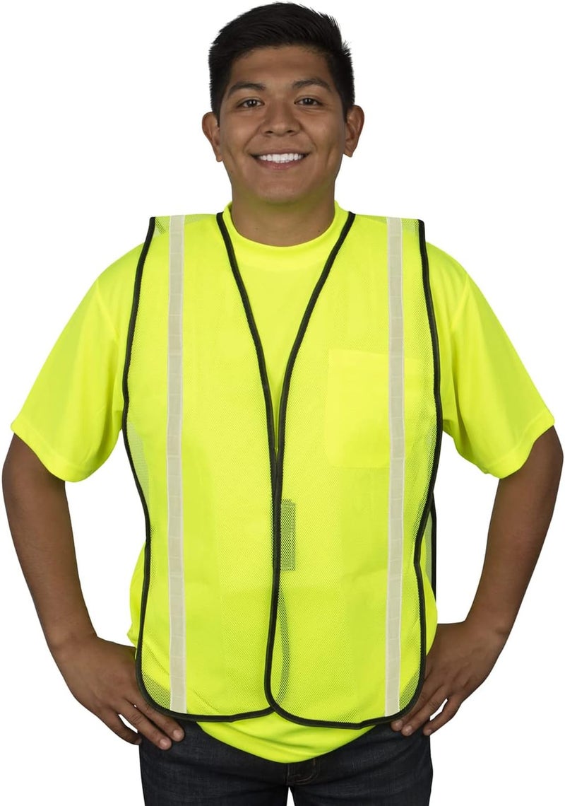 Cordova Cordova V111W General Purpose Type O NonRated Lime Mesh Vest Hook  Loop Closure 1Inch Silver Reflective Tape  - Image 5