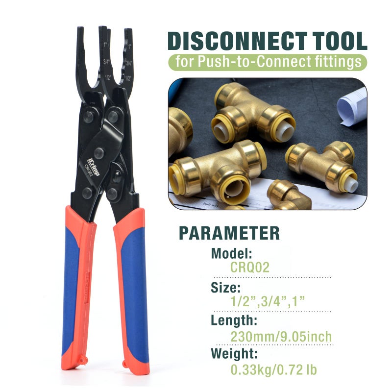 Icrimp Push-To-Connect Push-Fit Disconnect Clamp Tool For Brass-Push Fittings Removing Multi-Size Combination 1/2 "" 3/4 "" 1 ""-Crq02 - Image 2