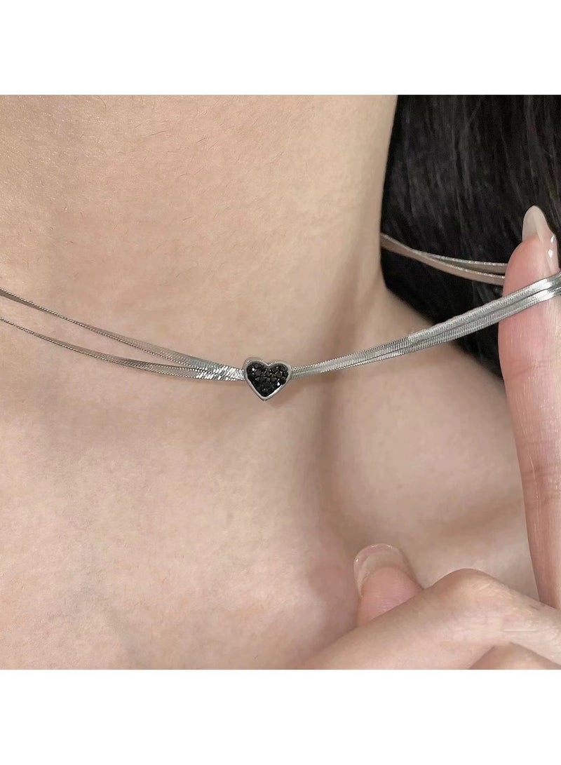 Goolsky Black Heart Choker Necklace – Edgy Sweetcool Pendant, Gothic Y2K Statement Jewelry for Women Girls  - Image 1