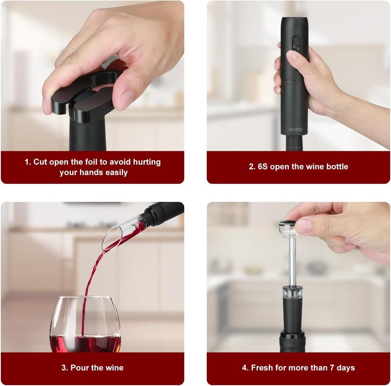AIKARO - Electric Wine Bottle Opener Automatic Corkscrew, Rechargeable (Set B) - Image 5