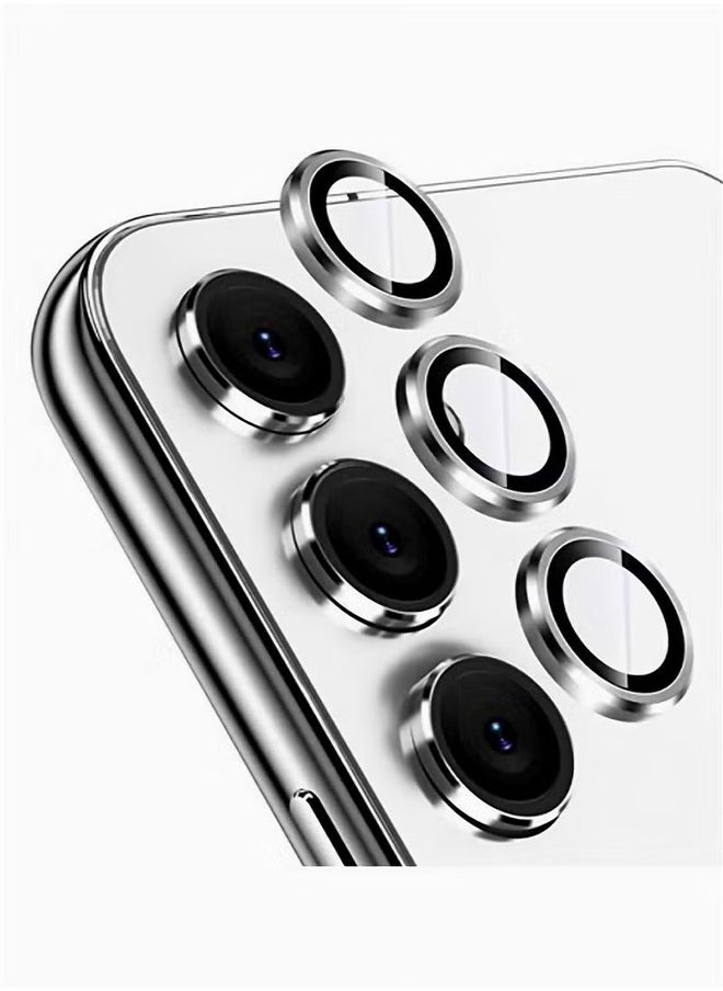 HY Samsung Galaxy A55 Camera Lens Protector Individual Tempered Glass Camera Screen Protector Metal Ring Lens Cover for Galaxy A55 Accessories 1 Set (Silver)  - Image 1