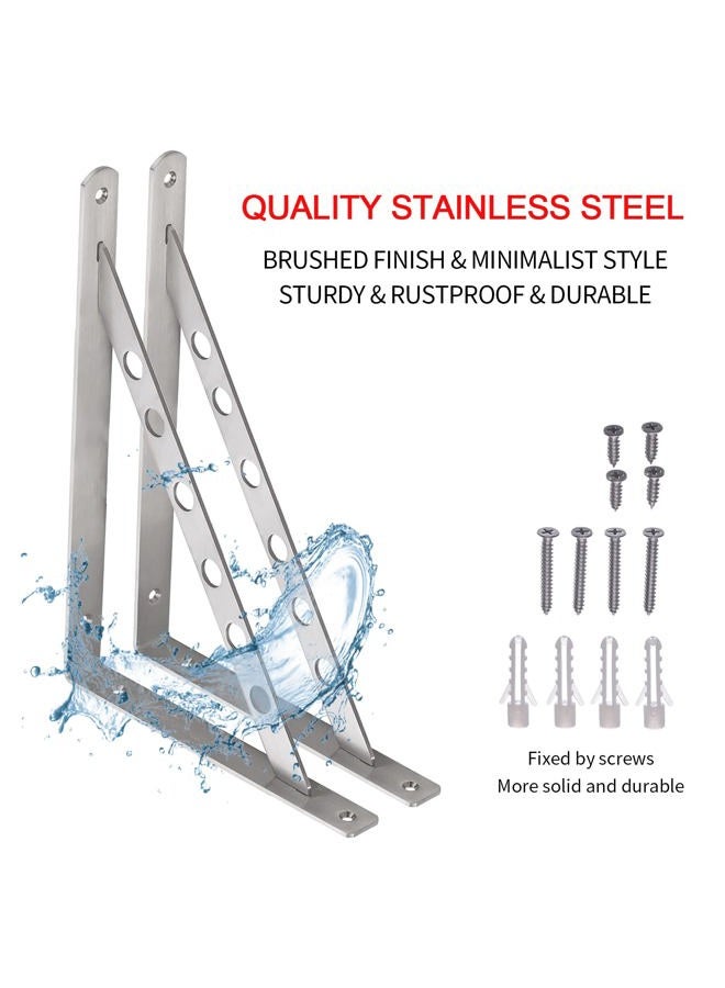 YUMORE 16 inch Stainless Steel Shelf Brackets, Heavy Duty Solid Shelf Support, Max Load: 550lb Corner Brace Joint Right Angle Bracket, Pack of 2 - Image 4