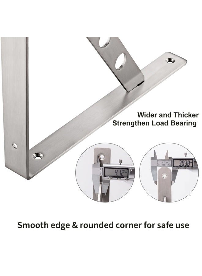 YUMORE 16 inch Stainless Steel Shelf Brackets, Heavy Duty Solid Shelf Support, Max Load: 550lb Corner Brace Joint Right Angle Bracket, Pack of 2 - Image 2