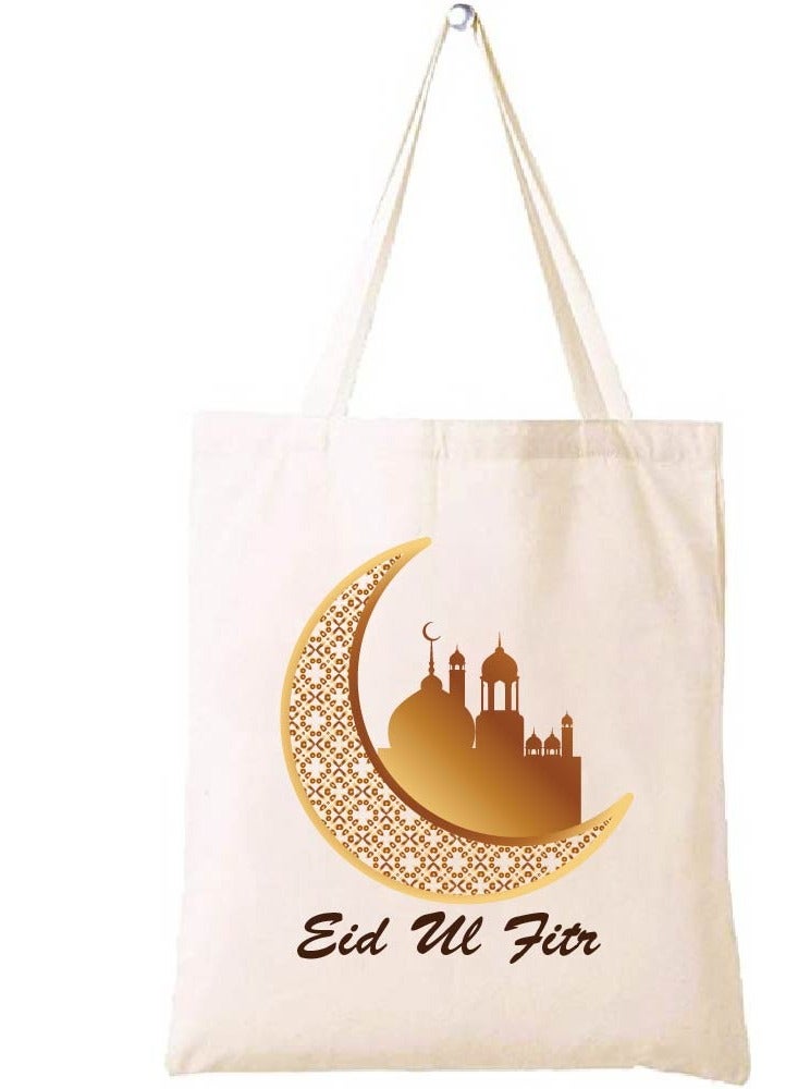 PRINTSHOP4ME Eid Cotton Shopper Bag - Reusable and Eco-Friendly Canvas Tote Bag for Women - Gift for Eid - Perfect for Shopping and Everyday Use - Celebrate Eid in Style  - Image 1