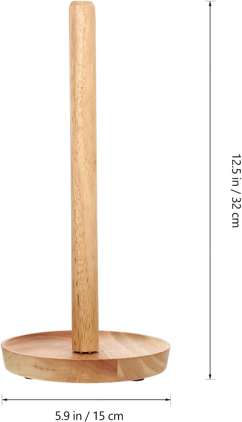 Solid Wood Toilet Paper Holder Stand with Tissue Reserve, Light Rubberwood Roll Paper Rack for Bathroom Storage, Non-Slip Base Suitable for Home and Office Use - Image 2