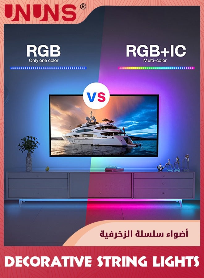 UNUNS Fairy String Lights,5M 60 LED Changing 2835 RGB String Lights With Voice,24-Keys IR Remote Control Function,USB Powered,Fairy Lights For Bedroom Indoor Outdoor Party Decoration - Image 4