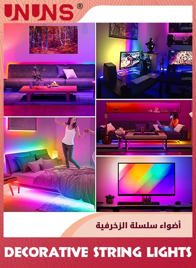 UNUNS Fairy String Lights,5M 60 LED Changing 2835 RGB String Lights With Voice,24-Keys IR Remote Control Function,USB Powered,Fairy Lights For Bedroom Indoor Outdoor Party Decoration - Image 5