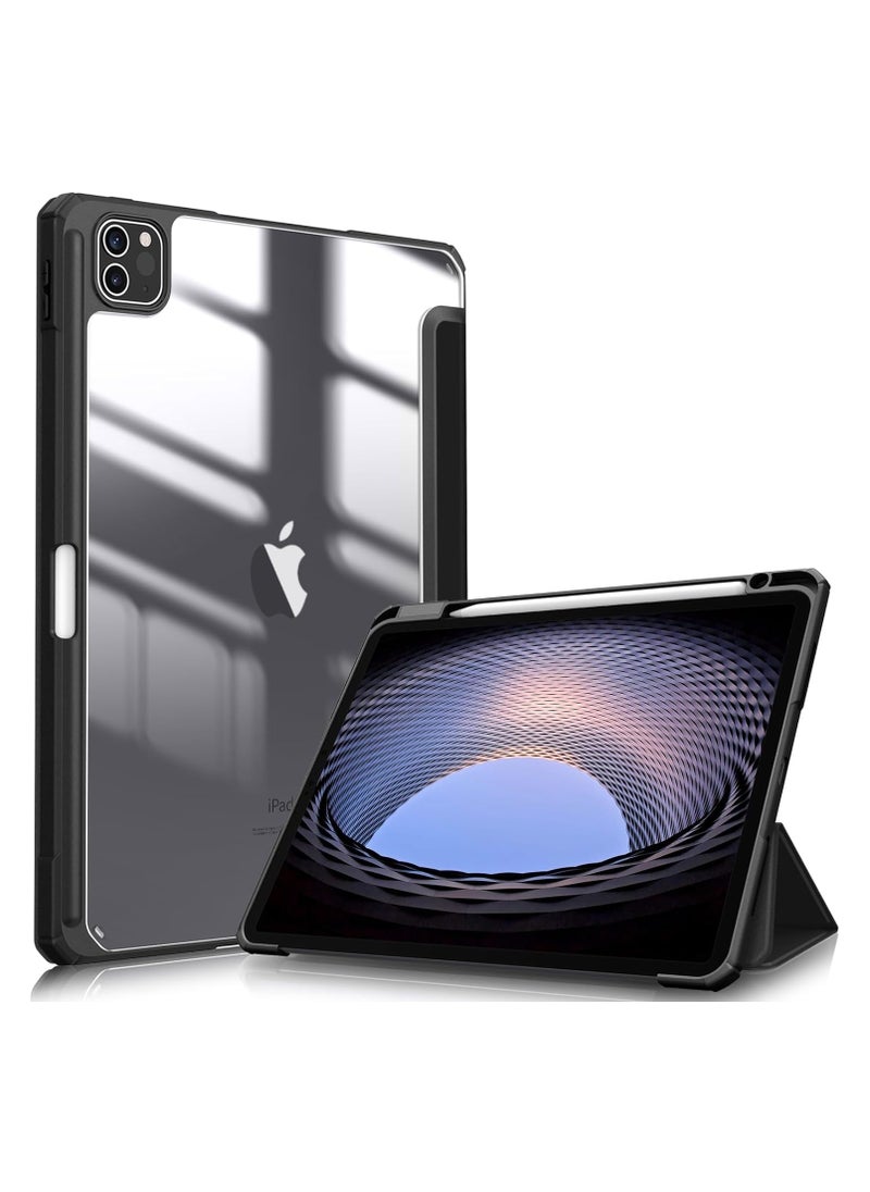Generic Hybrid Case Compatible with iPad Pro 11 Inch (2022/2021/2020/2018, 4th/3rd/2nd/1st Generation) - Ultra Slim Shockproof Clear Cover w/Pencil Holder, Auto Wake/Sleep(Black)  - Image 1
